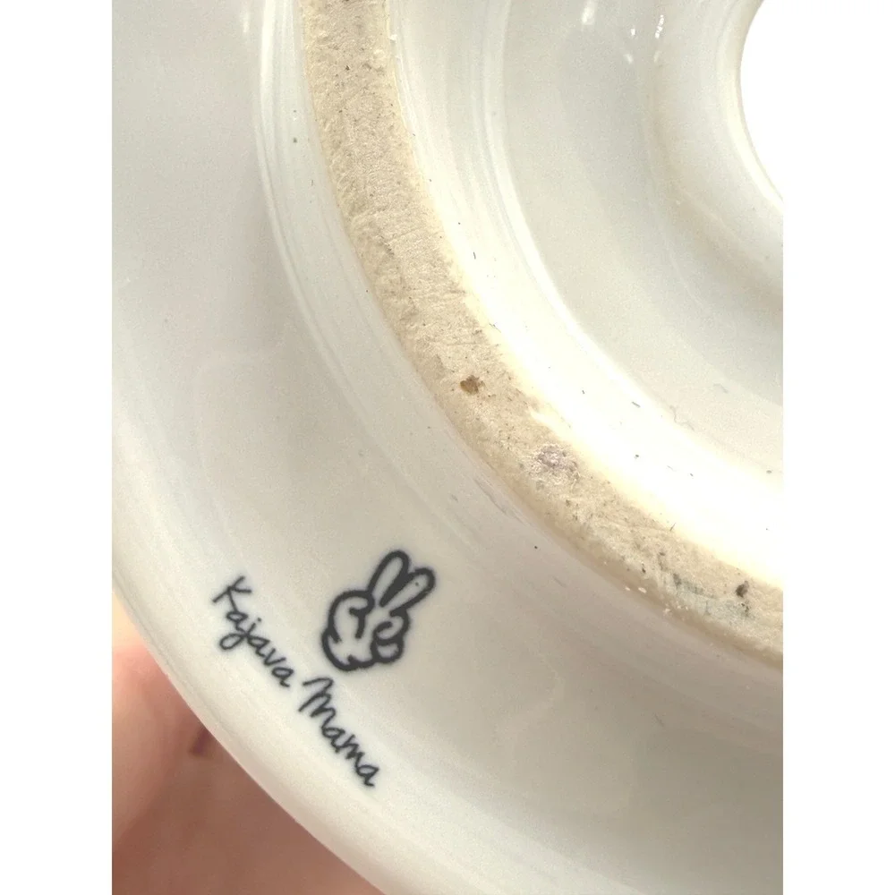 Kajava Mama Coffee Dripper Ceramic Pour Over White Spiral Ribbed V60 Style